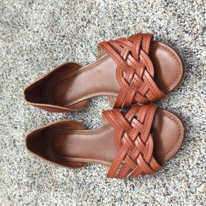 Women's Summer Shoes - Faux Brown Leather